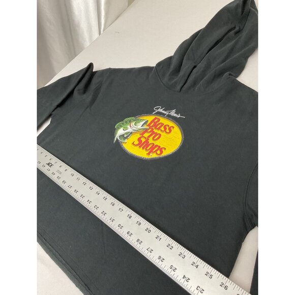 Bass Pro Shops Johnny Morris Black Hoodie XL Womens Cropped Sweatshirt Cotton Bl - Picture 6 of 7